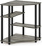 FURINNO Turn-N-Tube Space Saving Corner Desk, Grey/Black French Oak