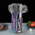 Rainbow Kitchen Utensil Holder for Counter, Stainless Steel Crocks with Rainbow Titanium Coating, Easy Cleaning