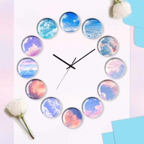 Qualsen 12Pcs Cute Glass Fridge Magnets, Strong Magnets for Kids, Office, Kitchen, Dishwasher (Sky)