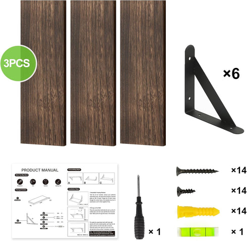 Set 3, 16.5 Inch) Fixwal Wall Shelves Floating Shelves for Wall Bedroom Bathroom Living Room Kitchen Storage