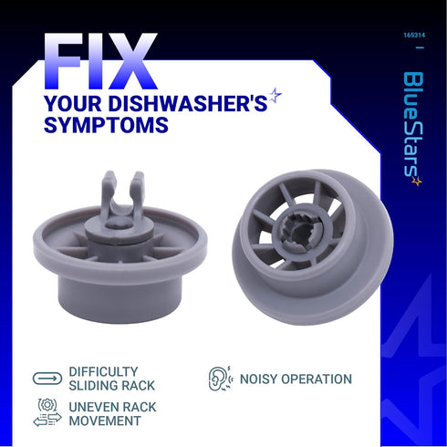 BlueStars 165314 Dishwasher Lower Rack Wheel, Compatible for Bosch & Kenmore, Replaces 420198 423232 - PACK OF 8