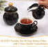 Set, 1 (12 OZ), 1 (8 OZ), Set, DUJUST Black Cream & Sugar Luxury British Design in Golden Trims, Sugar Bowl with Lid
