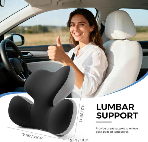 BEBAS Lumbar Support Pillow for Car, Ergonomic Memory Foam Back Cushion for Driving, Lower Back Support for Pain