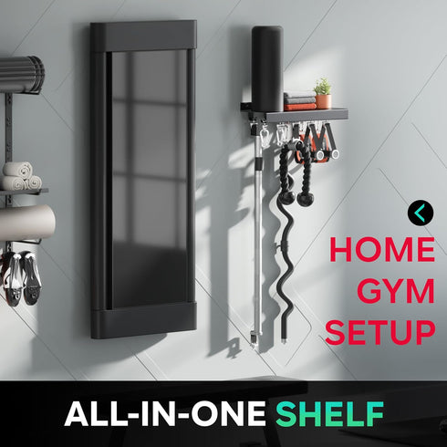 Metal Shelf Compatible with Tonal Accessories, Wall Mounted Gym Rack Organizer with Hooks for Home Gym Storage