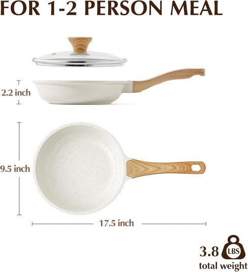 9.5 Inch SENSARTE Nonstick Ceramic Frying Pan Skillet with Lid, Omelet Pan, Healthy Non Toxic Chefs Pan, Induction