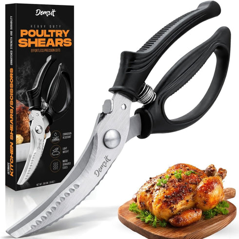 Poultry Shears, Kitchen Shears Heavy Duty for Food With Anti-Slip Handle &