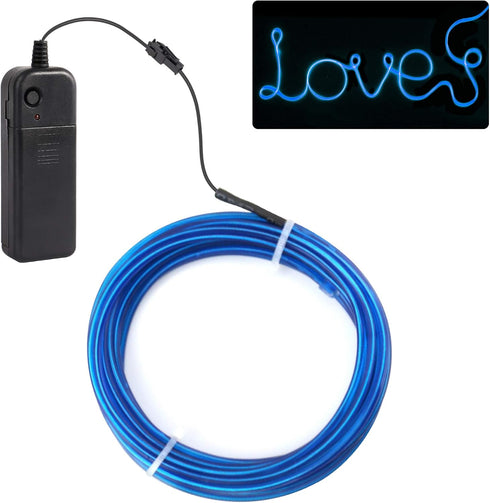 JIGUOOR EL Wire Battery Pack, 9.8ft / 3m Bright Neon Light Strip for DIY, Festival, Party Decoration