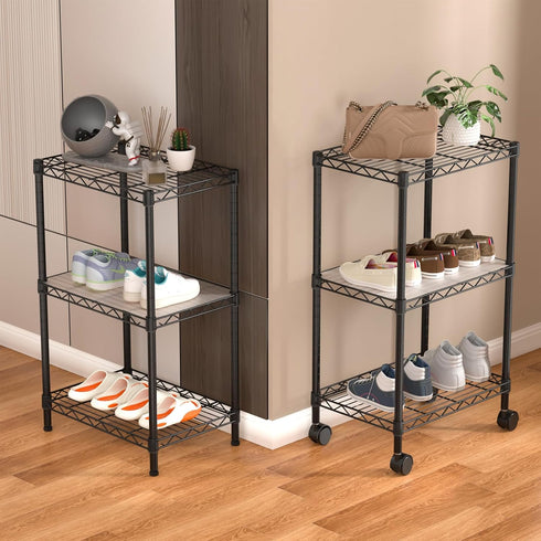 3 Pantry12D 18W 30.7H Golpart Small Tier Shelves Storage Wire Shelving Unit Metal Shelf Adjustable Organizers Storage