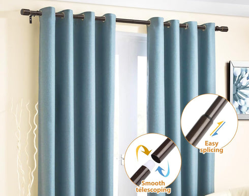 TONIAL Adjustable Curtain Rod 32 to 58 Inch, Decorative Single Rod with Modern Cap Finial, Bronze