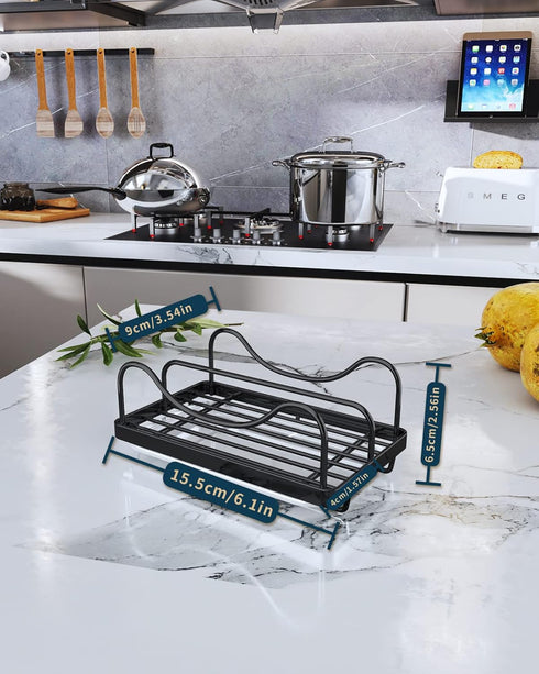 Movable Sponge Holder for Kitchen Sink, 304 Stainless Steel Caddy with Detachable Drip Tray for Countertop