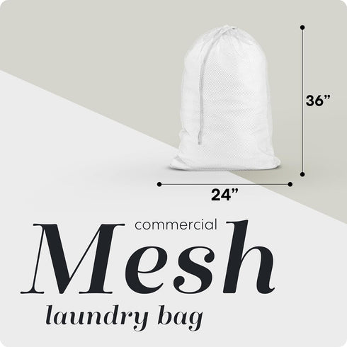 Mesh XL Laundry Bags - Pack of 2, Large 24" x 36", Durable with Secure Drawstring Closure (White)
