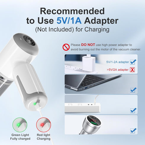 Mini Cordless Car Vacuum Cleaner, Portable 3 in 1 High Power Suction 9KPa, USB-C Charging for Car Home & Office