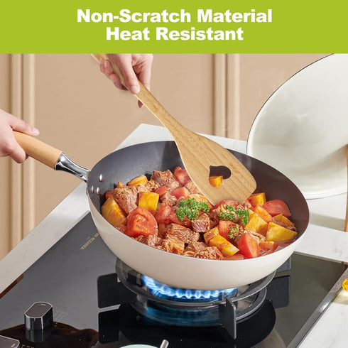 Wooden Cooking Utensil Set - Cute Spatula Set, Funny Bamboo Kitchenware, Unique Mother's Day Gifts for Cooks,