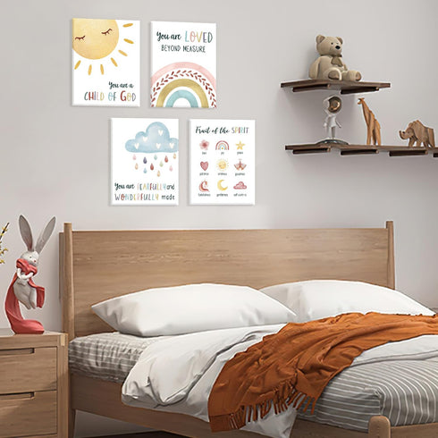 Art,Set 6 (8X10) HOURIA Kids Bible Verses Wall Decor,Inspirational Christian Wall Of Rainbow Scripture Canvas Wall Art