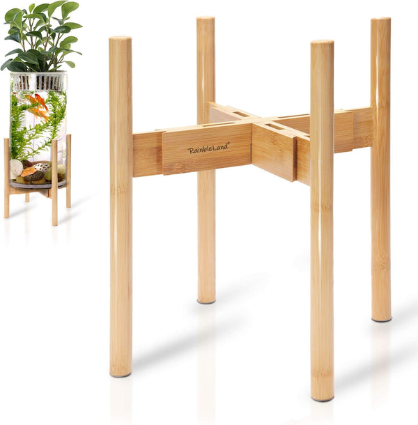 RAINBLELAND Indoor Plant Stand, Adjustable Wooden Tall Plant Stand, Indoor Planter Holder,