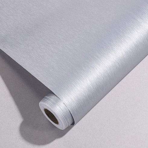 Self Adhesive Brushed Silver Stainless Steel Contact Paper for Appliances, 15.7x117 Inches, Kitchen Countertop