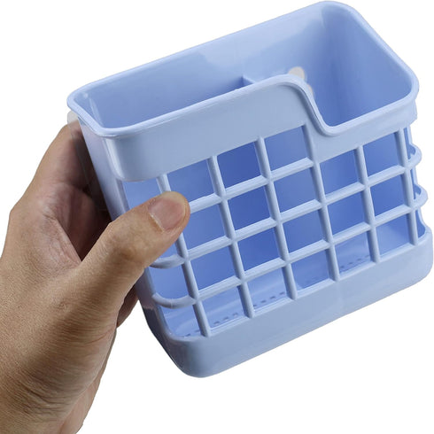 2 Pack Plastic Utensil Holder Silverware Organizer with Wall Mount, 2 Divided Compartments, Self Adhesive Drying Rack