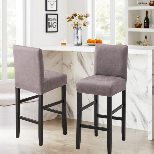 Set 2, FUANGUI Bar Stool Covers of Stretch Removable Bar Stool Seat Covers with Backs Slipcovers, Bar Chair Covers