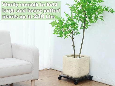 1 Pack 12" Metal Square Plant Caddy with Wheels Large Iron Rolling Plant Stand with Casters Heavy-Duty Plant Dolly