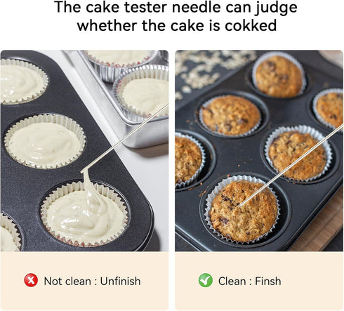 Cake Tester Needle, Reusable Stainless Steel Cake Testing Probe Stick for Baking Tools, Cupcake, Bread, Biscuit