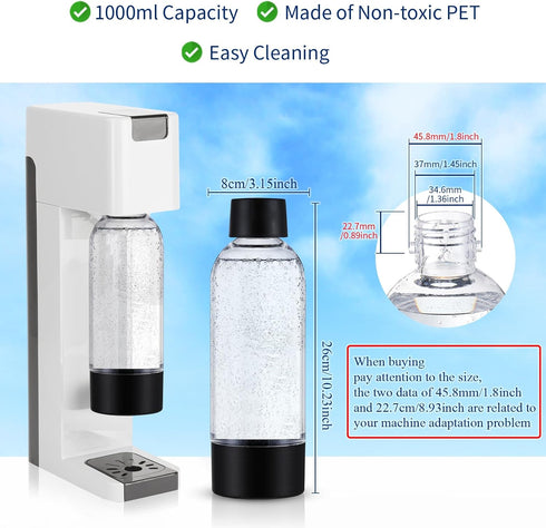 meekoo 4 Pcs Soda Carbonating Bottles, Clear Soda Maker Bottle, Compatible with Isoda Drinkmate Maker for Home Party