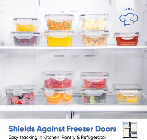 Chef's Path 32 Piece Airtight Food Storage Containers, 16 Stackable Kitchen and Pantry Canisters with Easy Snap Lids