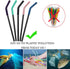 Senneny Set of 5 Stainless Steel Straws with 2 Cleaning Brushes, 1 Portable Bag, Silicone Flex Tips Elbows Cover