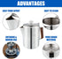 Camping Coffee Pot 9 Cups, Stainless Steel Coffee Percolator with Clear Top Glass Knob for Stovetop or Campfire Brewing