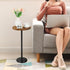 OYEAL Drink Side Table Small Round Cocktail Table for Patio Outdoor Pedestal Side Table Coffee Table with Black Marble
