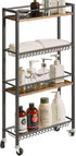 4-Tier 32.7" UHBR002H YMYNY Slim Kitchen Storage Rolling Cart, Utility Cart on Wheels, for Narrow Spaces, Laundry Room