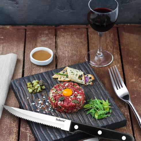 faderic Serrated-Steak Knives Set of 48: Black Full-Tang Triple Rivet Kitchen Steak Knife Set, 4.5 In, Dishwasher Safe