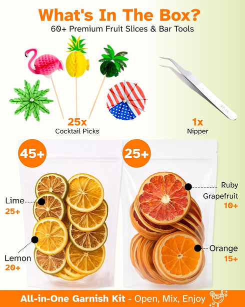 Set, 4 70+ 25 Dehydrated Citrus Slices Varieties, Pieces - Christmas Cocktail/Food Garnishing - Citrus Potpourri