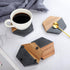 Set 4Pcs WLWNWFT Wood Black Marble Coasters for Drinks, Modern Rustic Acacia Hexagon Coaster Decorative Bar Coaster
