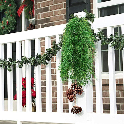 Artificial Hanging Vine - Weeping Willow Plastic Plants, Faux Ivy Garland for Indoor Outdoor Decor (4 Pcs)
