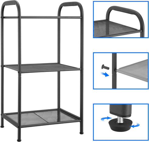 3 MAX Houser Storage Rack with Shelf,Industrial Style Extendable Plant Stand, Standing Shelf Units for Kitchen
