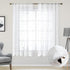 HOMEIDEAS White Sheer Curtains, 52 x 63 Inches, 2 Panels Embroidered Leaf Pattern Faux Linen for Windows