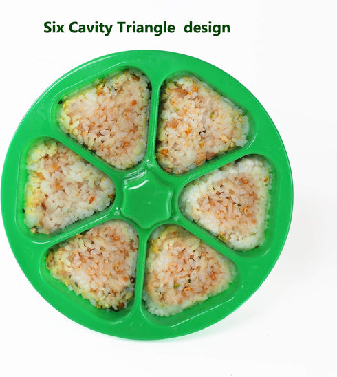 6 Cavity Triangle Sushi Mold, Non-stick Onigiri Rice Ball Press Maker for Seaweed Cilantro Rice Balls