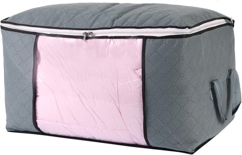 Jumbo Zippered Storage Bag for Closet King Comforter, pillow, quilt, bedding, Clothes, Blanket Organizers with Large Clear Window & Carry Handles Space Saver by combocube