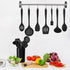 LIANYU 12-Piece Black Silicone Kitchen Cooking Utensils Set with Holder, Includes Slotted Spatula, Spoon Turner, Ladle,