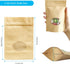 Kraft Stand Up bags with Window - SumDirect 50Pcs 4.3x 6.2 inches Brown Food Storage Bags, Reusable Sealing Stand Up Pouches Zipper Lock for Storing