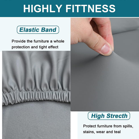 HFCNMY 12-17 Inch (2Pcs, Stretch PU Round Bar Stool Covers, Waterproof Seat Covers, Washable Cushion Slipcovers