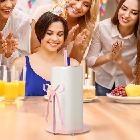 Countertop Honeydak Pink Bow Paper Towel Holder Coquette Cute Metal Pink Kitchen Decor Accessories Large Trendy Tissue