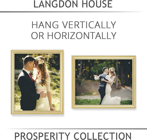 Langdon House 8x10 Picture Frames, Gold, 6 Pack, Contemporary Frame Set for Wall Mount or Table Top
