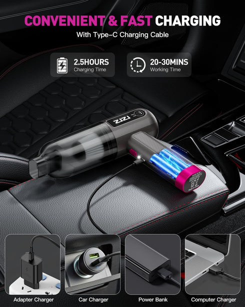 Handheld Car Vacuum Cleaner Cordless - 15000PA High Power Portable Vacuum & Air Duster