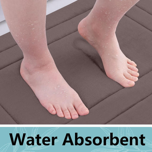 Arotive Memory Foam Bathroom Rug Mat 24x16, Ultra Soft and Absorbent Bath Mat for Bathroom Floor, Brown