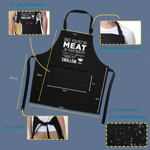 Miracu Funny Cooking Aprons for Men - Christmas, Birthday Gifts for Husband, BBQ Apron with Pockets