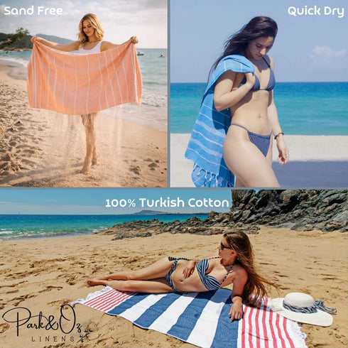 OZ 100% 72"x40" Packable PARK & Turkish Beach Towels Oversized Cotton Quick-Dry Absorbent Sand-Free Blanket Extra Large