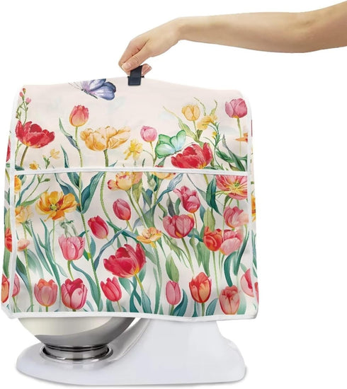 Floral Stand Mixer Cover for Kitchen Aid Mixers Accessories, Mixer Cover for Stand Mixer with Pockets, Suitable for Kitchen Mixer Cover