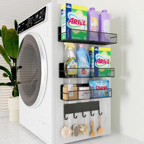4 Pack Magnetic Shelves for Washing Machine, Heavy-Duty Magnetic Laundry Organizer with