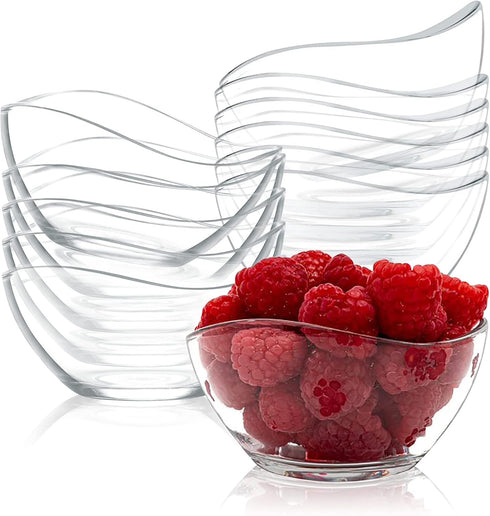 Vikko Dessert Bowls, Set of 12 Small Glass Bowls, 10 Ounce Ice